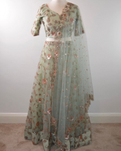 Load image into Gallery viewer, Sage Green Embroidered Lengha
