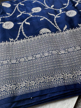 Load image into Gallery viewer, Navy Jal Dhari Crepe Silk
