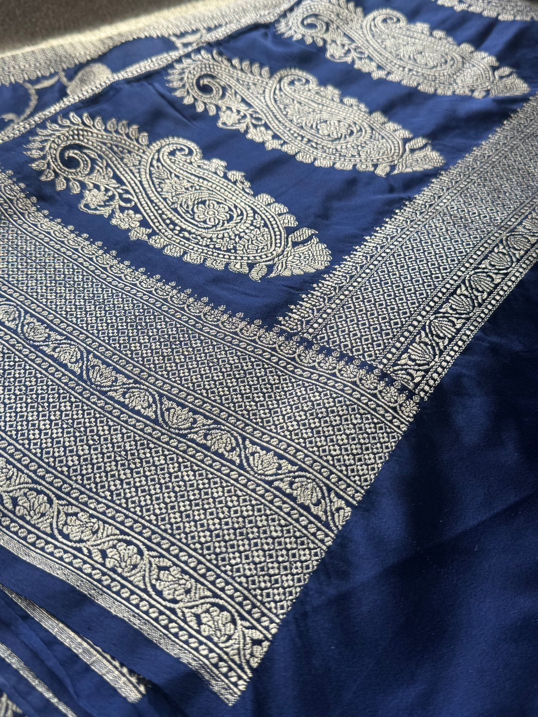 Navy Jal Dhari Crepe Silk