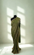 Load image into Gallery viewer, Green Shimmer Two-Tone Saree
