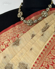 Load image into Gallery viewer, Cream and Red Tussar Silk
