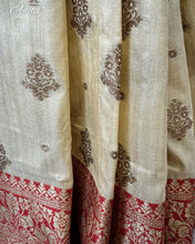 Load image into Gallery viewer, Cream and Red Tussar Silk

